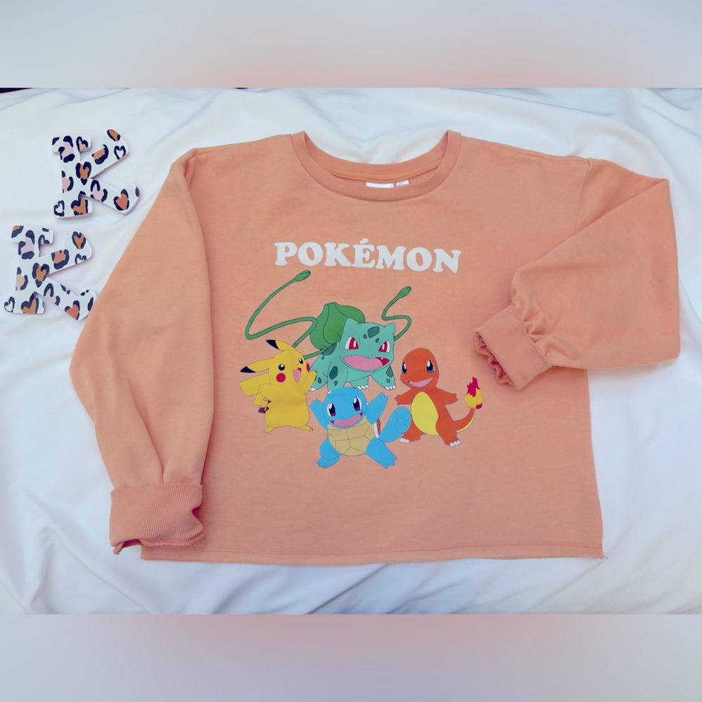 Pokemon Orange Sweatshirt Vibrant Graphic Sweathshirt